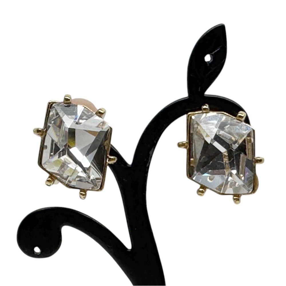 Vintage Kenneth Jay Lane Prism Earrings Designer Clip On Polygon Shape